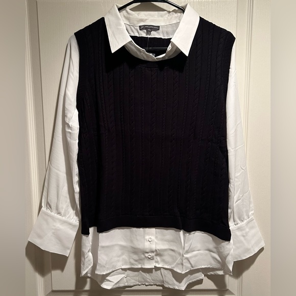 NWOT - Adrianna Papell Twofer Cable Knit Long Sleeve Top - Picture 3 of 6